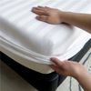 Hotel 100% Cotton White Color Stripe Fitted Sheet 