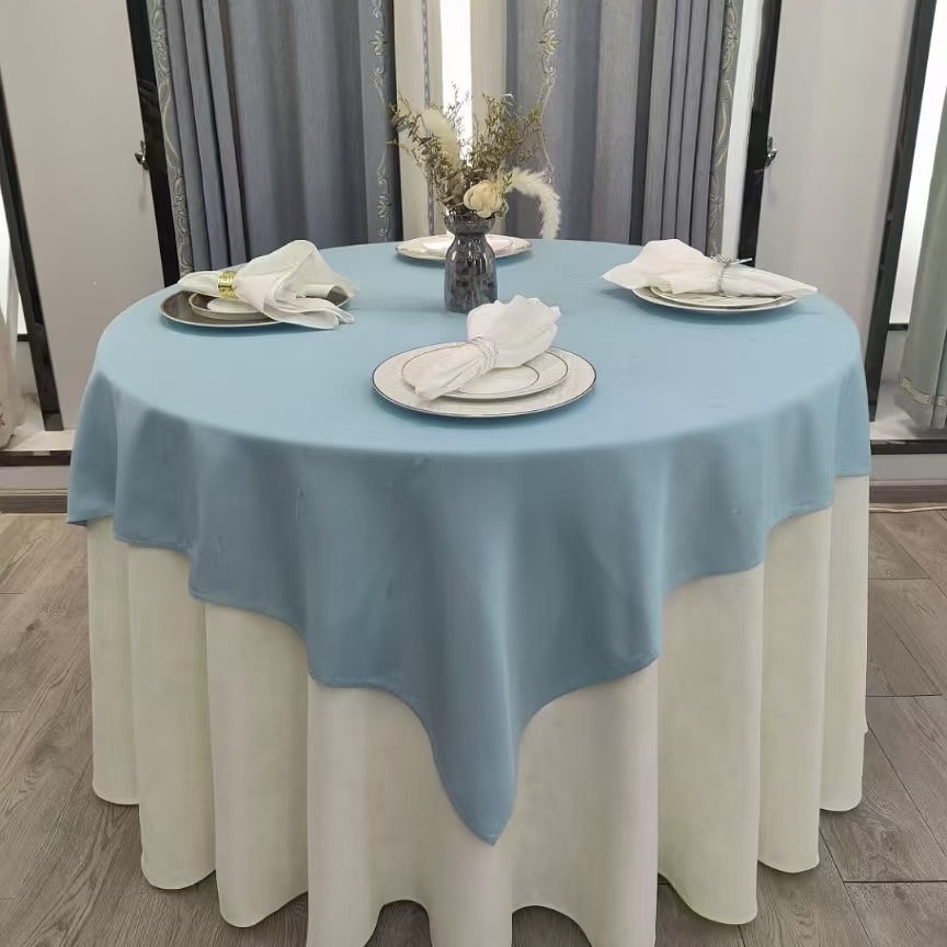 Hotel High Quality Blue Color Table Cloth Restaurant Use 