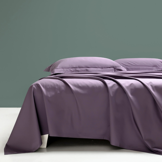  Bed Sheet Sets 100% Cotton 300TC High Quality Purple Color Style Sateen